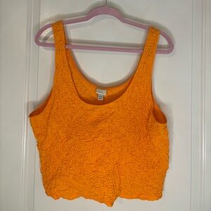 a new day Bright Orange Textured Tank Top